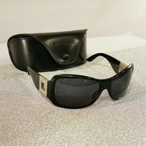 Vtg BVLGARI Black Crystal Butterfly Sunglasses